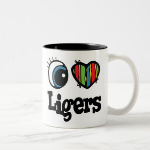 I Love (Heart) Ligers Two-Tone Coffee Mug