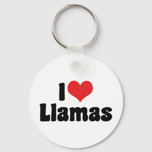 I Love Heart Llamas Key Ring