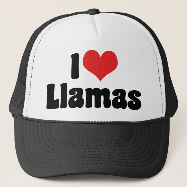 I Love Heart Llamas Trucker Hat (Front)