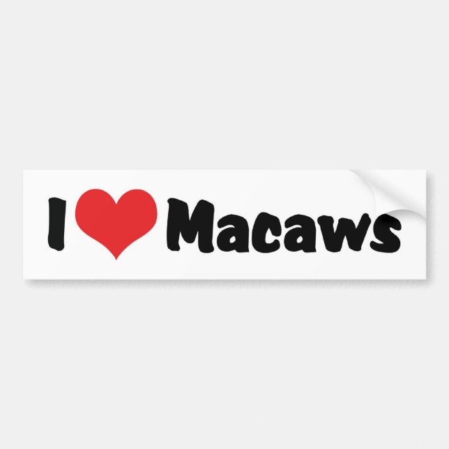 I Love Heart Macaws - Bird Lover Bumper Sticker (Front)