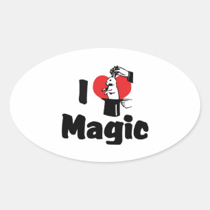 I Love Heart Magic - Magic Lover Oval Sticker
