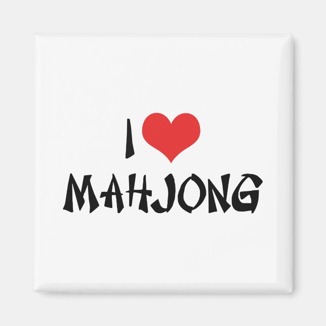 I Love Heart Mahjong - Mah Jong Lover Magnet (Front)