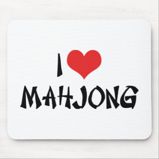 I Love Heart Mahjong - Mah Jong Lover Mouse Pad