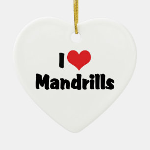 I Love Heart Mandrills Ceramic Tree Decoration