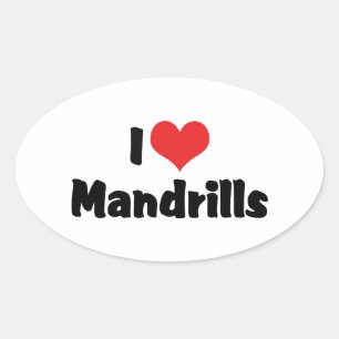 I Love Heart Mandrills Oval Sticker