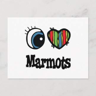 I Love (Heart) Marmots Postcard