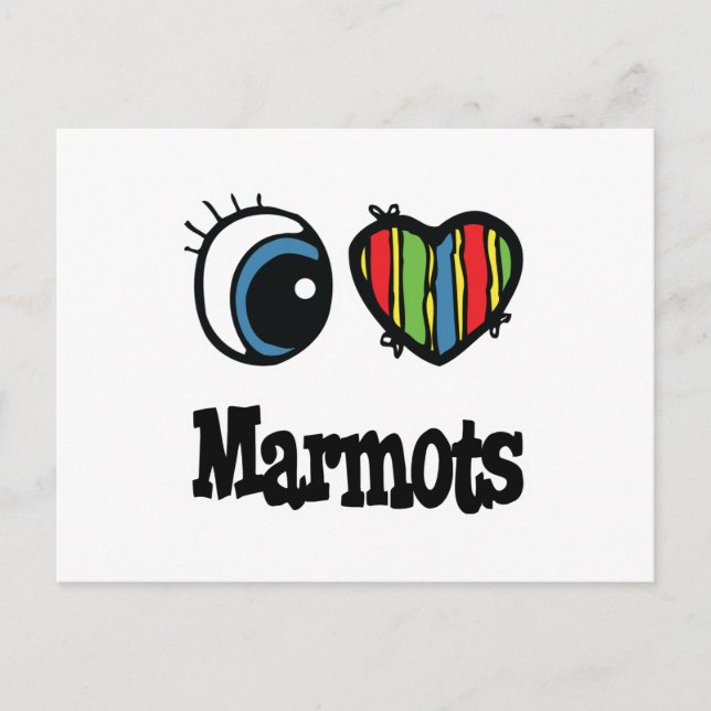 I Love (Heart) Marmots Postcard (Front)