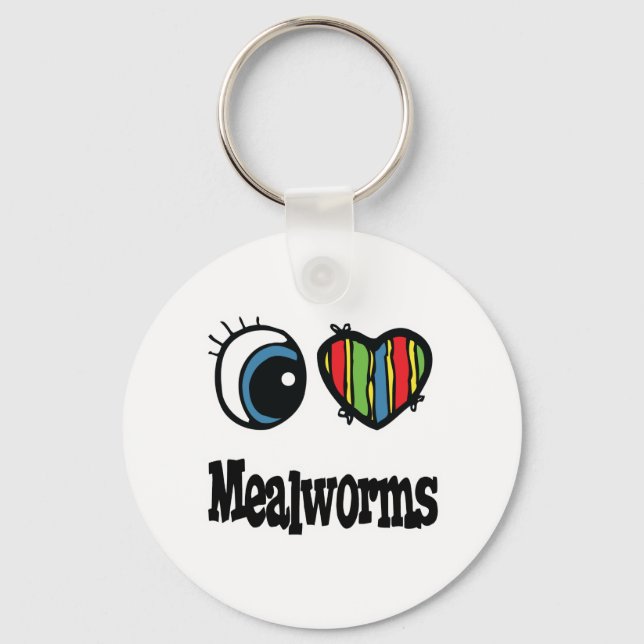 I Love (Heart) Mealworms Key Ring (Front)