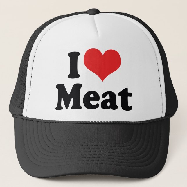I Love Heart Meat - Beef Steak BBQ Lover Trucker Hat (Front)