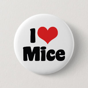I Love Heart Mice - Mouse Lover 6 Cm Round Badge