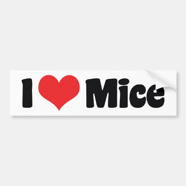 I Love Heart Mice - Mouse Lover Bumper Sticker (Front)