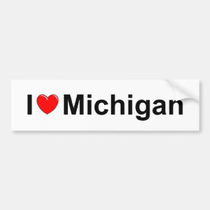 I Love (Heart) Michigan Bumper Sticker
