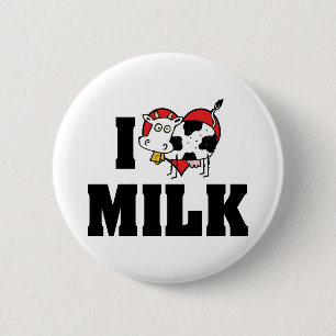 I Love Heart Milk - Cow Juice Dairy Lover 6 Cm Round Badge