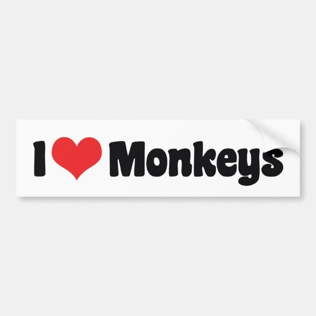 I Love Heart Monkeys Bumper Sticker (Front)