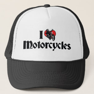 I Love Heart Motorcycles Trucker Hat