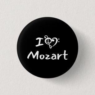 I love heart Mozart Classical Music Black Text 3 Cm Round Badge