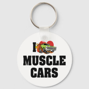 I Love Heart Muscle Cars - Muscle Car Lover Key Ring