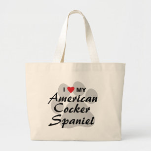 I Love (Heart) My American Cocker Spaniel Large Tote Bag