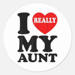 I Love (heart) My Aunt For Nephew And Niece Family Classic Round Sticker