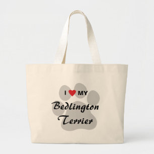 I Love (Heart) My Bedlington Terrier Large Tote Bag