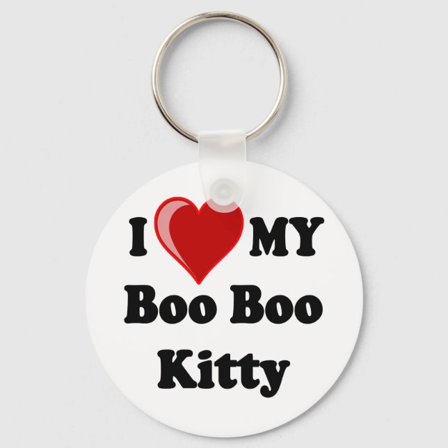I Love (Heart) My Boo Boo Kitty Cat Key Ring (Front)