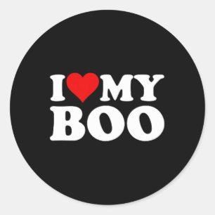 I Love Heart My Boo Bybe Bye Boyfriend Girlfriend Classic Round Sticker