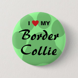 I Love (Heart) My Border Collie Pawprint 6 Cm Round Badge