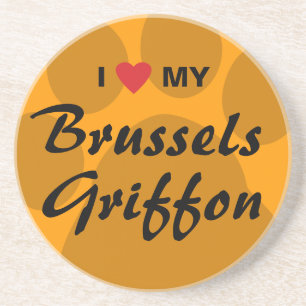 I Love (Heart) My Brussels Griffon Coaster