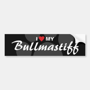 I Love (Heart) My Bullmastiff Breed Bumper Sticker