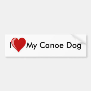 I Love (Heart) My Canoe Dog Bumper Sticker
