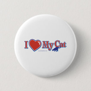 I Love Heart My Cat 6 Cm Round Badge