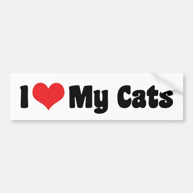 I Love Heart My Cats - Cat Lover Bumper Sticker (Front)