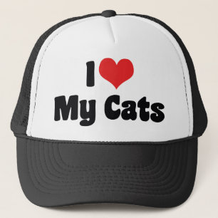 I Love Heart My Cats - Cat Lover Trucker Hat