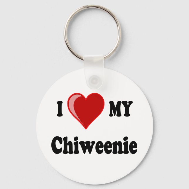 I Love (Heart) My Chiweenie Dog Key Ring (Front)