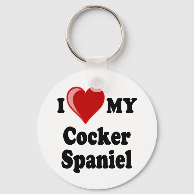 I Love (Heart) My Cocker Spaniel Dog Key Ring (Front)
