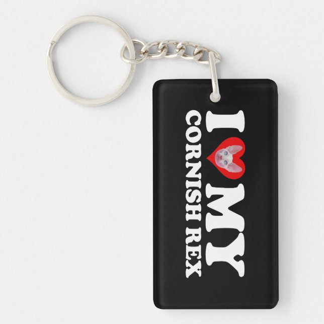 I Love (Heart) My Cornish Rex Key Ring (Front)