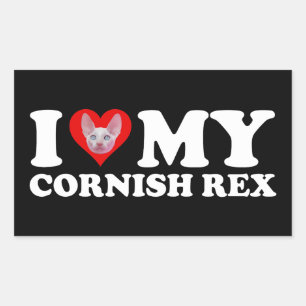 I Love (Heart) My Cornish Rex Rectangular Sticker