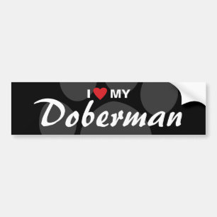 I Love (Heart) My Doberman Breed Bumper Sticker