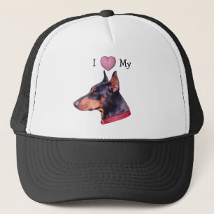 I Love Heart My Doberman Pinscher Hat