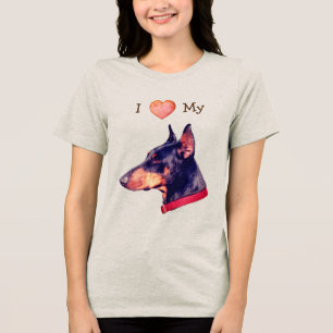 I Love Heart My Doberman Pinscher Tri-Blend Shirt