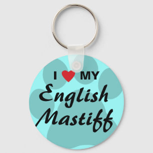 I Love (Heart) My English Mastiff Pawprint Key Ring