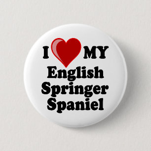I Love (Heart) My English Springer Spaniel Dog 6 Cm Round Badge
