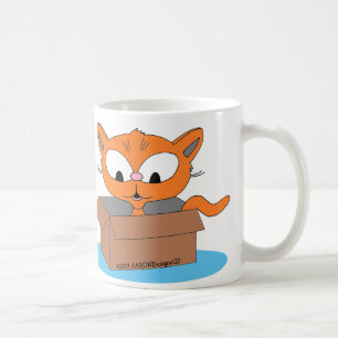 I Love (heart) MY GINGER CAT Cute Cat in Box Coffee Mug
