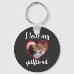 I love heart my girlfriend custom photo grey key ring