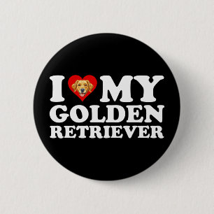 I Love (Heart) My Golden Retriever 6 Cm Round Badge