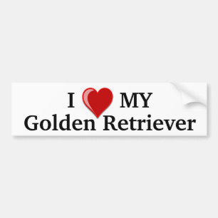 I Love (Heart) My Golden Retriever Dog Bumper Sticker