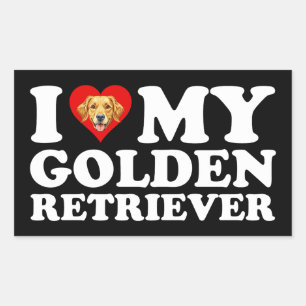 I Love (Heart) My Golden Retriever Rectangular Sticker