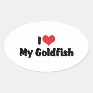 I Love Heart My Goldfish - Aquarium Fish Lover Oval Sticker