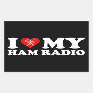 I Love (Heart) My Ham Radio Rectangular Sticker