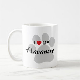 I Love (Heart) My Havanese Pawprint Coffee Mug